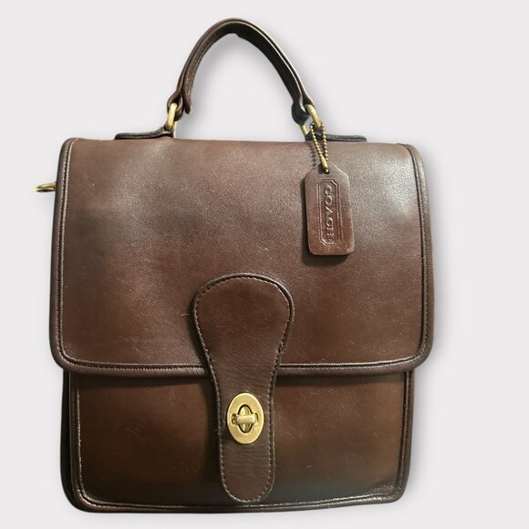 VTG Coach Station Bag 5130 Mahogany Leather Brass Crossbody Satchel 90s USA + Ta - Picture 4 of 9